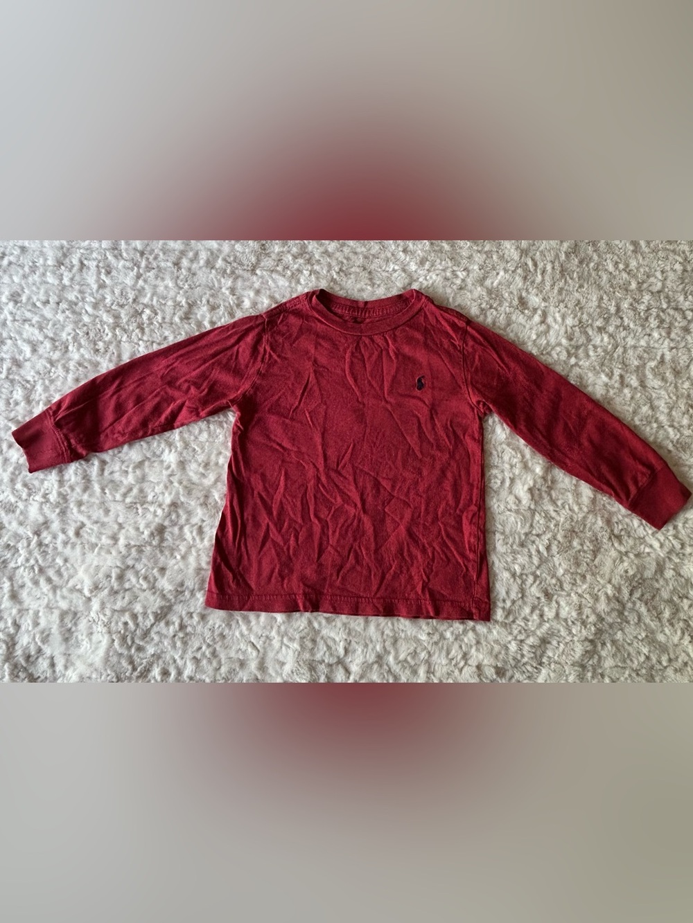 Ralph Lauren Polo Kids' long Sleeve Tee in Deep Red with Small Logo